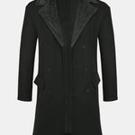 Long Faux Woolen Coat With Teddy Fleece Collar