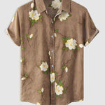 Men's Cotton Linen Printed Short Sleeve Shirt