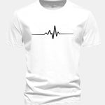 Regular Fit Heartbeat Flatline Print Cotton T-Shirt