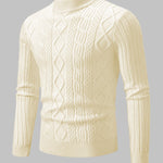 Men's Solid Color Geometric Slim Stand Collar Sweater