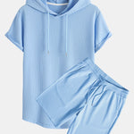 Ribbed Hooded  Arc Hem T-Shirt & Shorts