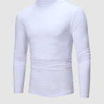 Men's Turtleneck Solid Color Lightweight Skin-Friendly Basic Pullover T-Shirt