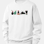 Christmas Black Cat Print Relax Fit Sweatshirt