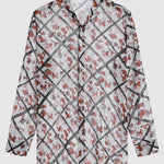 Men's  Sexy Sheer Plaid Colorful Print Long Sleeve Shirt