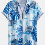 Leaf Island Print Button Up Shirt & Drawstring Swim Shorts