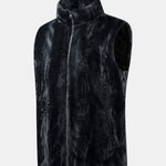 Faux Fur Zip-Up Stand Collar Vest