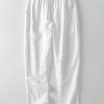 Drop Shoulder Stripe Crochet Shirt & Straight Leg Linen Pants