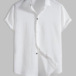 Men's Cotton Linen Lapel Short Sleeve Shirt