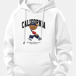California Bear Print Drawstring Hoodie