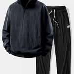 Quarter Zip Corduroy Raglan Sleeve Sweatshirt & Straight Leg Corduroy Pants