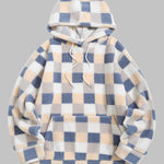 Men's Classic Plaid Fluffy Fleece Pocket Hooded Sweatshirt