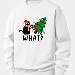 Christmas Naughty Cat Print Relax Fit Sweatshirt