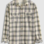 Men's corduroy textured plaid long-sleeve button-down shirt