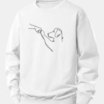 Dog Line Drawing Print Relax Fit Sweatshirt