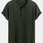 Short Sleeve Jacquard Half Open Collar T-Shirt