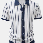 Stripe Knitted Button Up Shirt