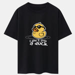 Yellow Duck With Sunglasses Print Drop Shoulder Oversize T-Shirt