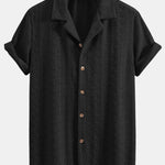 Floral Checkerboard Jacquard Cuban Shirt & Linen Cotton Blend Drawstring Shorts