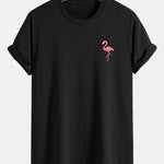 Regular Fit Flamingo Print Cotton T-Shirt & Flamingo Print Drawstring Swim Shorts