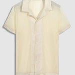 Men's hollow-out design Knit Casual  Button-Up Shirt