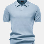 Pineapple Texture Knit V Neck Polo