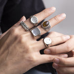 Vintage chain letter embossed ring 5Pcs/set