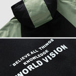 Men's patchwork fabric cargo shell jacket