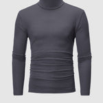 Men's Turtleneck Solid Color Lightweight Skin-Friendly Basic Pullover T-Shirt