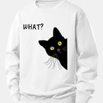 What Black Cat Print Relax Fit Sweatshirt