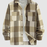 Men's Classic Plaid Wool Blend Button Down Long Sleeve Shirt Jacket