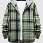 Men's Thin Plaid Casual Hooded Jacket