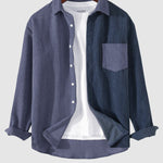Men's Corduroy Colorblock Single Pocket Button-down Shirt