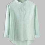 Men's Long-sleeve Half Placket Stand Collar Shirt