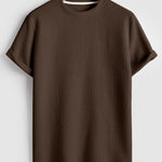 Geometric jacquard round neck T-shirt + shorts 2-piece set