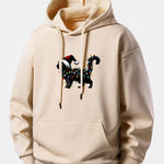 Christmas Colorful Light Black Cat Print Relax Fit Hoodie