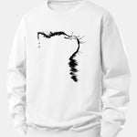Outline Cat Print Relax Fit Sweatshirt