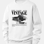 Vintage Car Print Relax Fit Sweatshirt