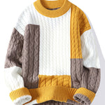 Color Block Twist Jacquard Sweater