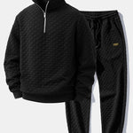 Checkerboard Jacquard Quarter Zip Sweatshirt & Jogger Pants