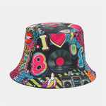 Nostalgic Classic 80s Party Graffiti Reversible Bucket Hat