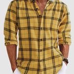 Men's Plaid Loose Fit Casual Long Sleeve Shirt
