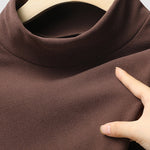 Men's Solid Color Cashmere Half Turtle Neck Round Neck Long Sleeve T-Shirt
