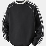 Relax Fit Stripe Waffle Crew Neck Sweatshirt