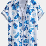 Turtle Print Button Up Shirt & Swim Shorts
