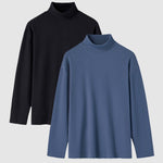 Men's solid color velvet half turtleneck Foundation T-shirt two-piece set