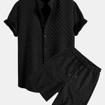 Checkerboard Stand Collar Shirt & Checkerboard Jacquard Shorts