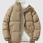 Men's Zip Up Solid Colordouble pockets Fleece-lined Coat