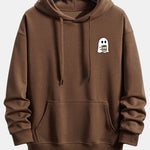 Ghost Drinking Coffee Print Relax Fit Hoodie