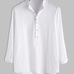 Men's Minimalist  Half Button Pullover Long Sleeves Casual Shirt