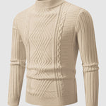 Men's Geometric Twist Slim Stand Collar Sweater